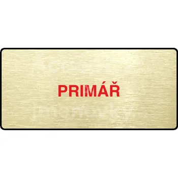 Informační tabulka Zlatý&nbsp;piktogram "PRIMÁŘ" s červeným textem a rámečkem&nbsp;-