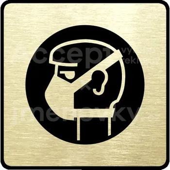 Informační tabulka Zlatý piktogram "rouška" s černým&nbsp;textem a rámečkem&nbsp;-