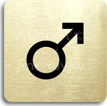 Značení Zlatý piktogram "WC muži IV" s černým&nbsp;textem bez rámečku&nbsp;-