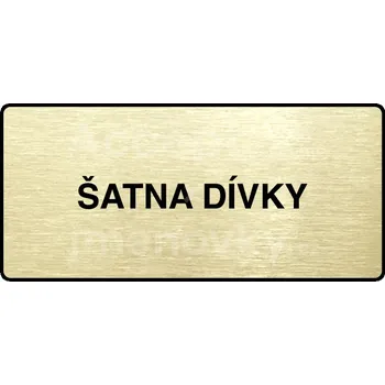 Informační tabulka Zlatý piktogram "ŠATNA DÍVKY" s černým&nbsp;textem a rámečkem&nbsp;-