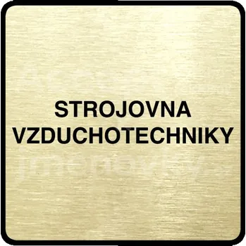 Informační tabulka Zlatý piktogram "strojovna vzduchotechniky II" s černým&nbsp;textem a rámečkem&nbsp;-