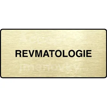 Informační tabulka Zlatý piktogram "REVMATOLOGIE" s černým textem a rámečkem -