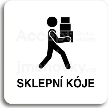 Informační tabulka Bílý piktogram "sklepní kóje" s černým textem bez rámečku -
