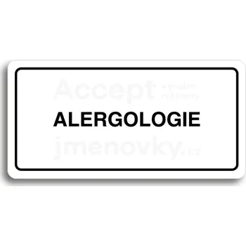 Značení Bílý piktogram "ALERGOLOGIE" s černým textem a rámečkem&nbsp;-