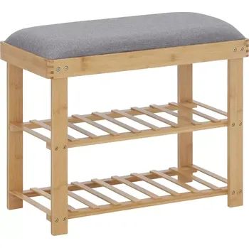 Botník NoBi Botník s lavicí, dřevo bambus, látka šedá, FERUM