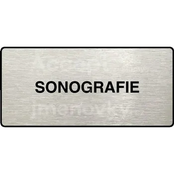 Značení Stříbrný piktogram "SONOGRAFIE" s černým&nbsp;textem a rámečkem&nbsp;-