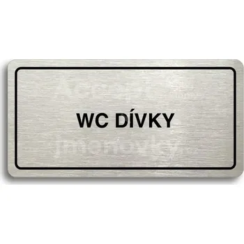 Značení Stříbrný piktogram "WC DÍVKY" s černým&nbsp;textem a rámečkem&nbsp;-