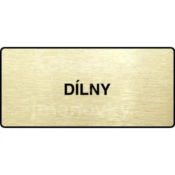 Informační tabulka Zlatý piktogram "DÍLNY" s černým&nbsp;textem a rámečkem&nbsp;-