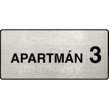 Informační tabulka Stříbrný piktogram "APARTMÁN 3 II" s černým textem a rámečkem -