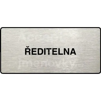 Informační tabulka Stříbrný piktogram "ŘEDITELNA" s černým&nbsp;textem a rámečkem&nbsp;-
