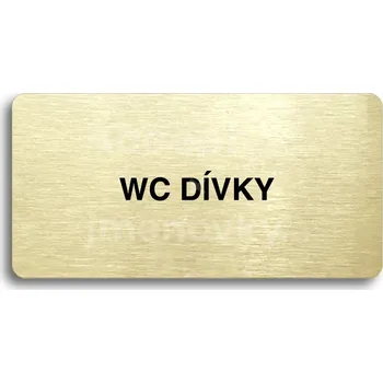 Informační tabulka Zlatý piktogram "WC DÍVKY" s černým&nbsp;textem bez rámečku&nbsp;-