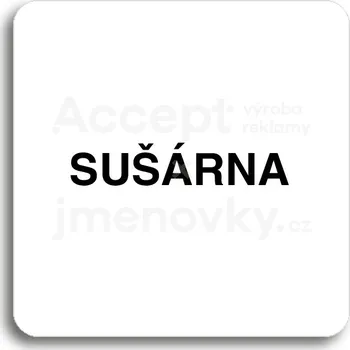 Značení Bílý piktogram "sušárna" s černým textem bez rámečku&nbsp;-