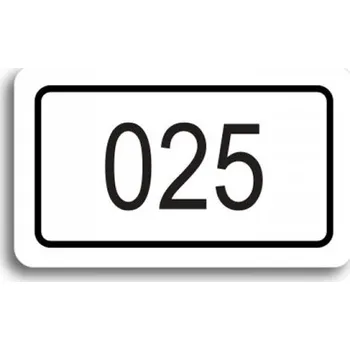 Informační tabulka Číslo na dveře - typ 06 (50 x 30 mm) - bílá tabulka - černý tisk
