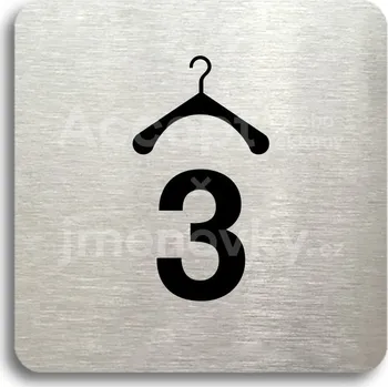 Značení Stříbrný piktogram "šatna 3 II" s černým&nbsp;textem bez rámečku -