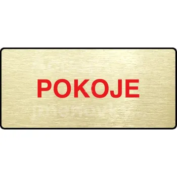 Informační tabulka Zlatý&nbsp;piktogram "POKOJE" s červeným textem a rámečkem&nbsp;-