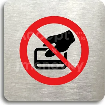 Informační tabulka Stříbrný&nbsp;piktogram "zákaz placení kartou" s červeným textem bez rámečku&nbsp;-