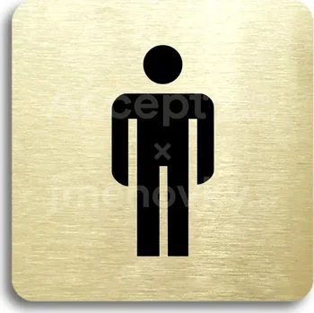 Informační tabulka Zlatý piktogram "WC muži" s černým&nbsp;textem bez rámečku&nbsp;-