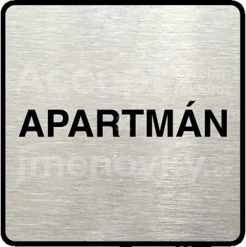 Informační tabulka Stříbrný piktogram "apartmán" s černým&nbsp;textem a rámečkem&nbsp;-