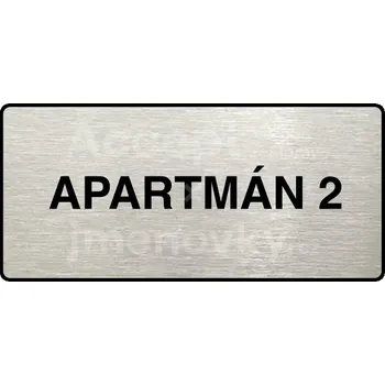 Informační tabulka Stříbrný piktogram "APARTMÁN 2" s černým&nbsp;textem a rámečkem&nbsp;-