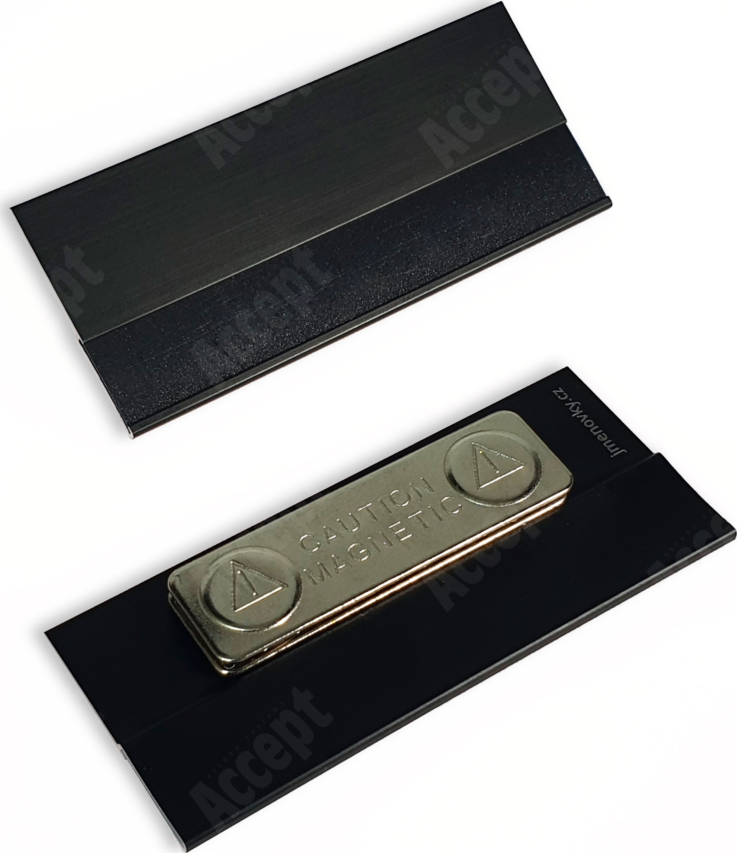 Osobní jmenovka - magnetický klip (černá) - rozměr jmenovky 70 x 30 mm