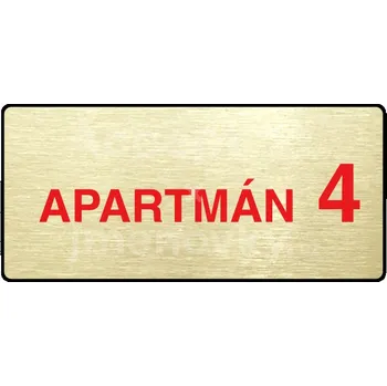 Informační tabulka Zlatý&nbsp;piktogram "APARTMÁN 4 II" s červeným textem a rámečkem&nbsp;-
