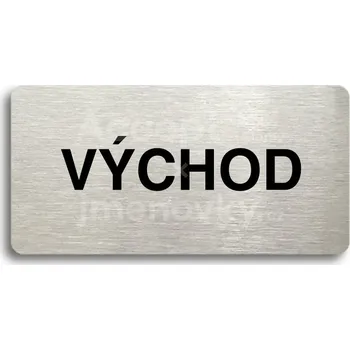 Informační tabulka Stříbrný piktogram "VÝCHOD" s černým&nbsp;textem bez rámečku -