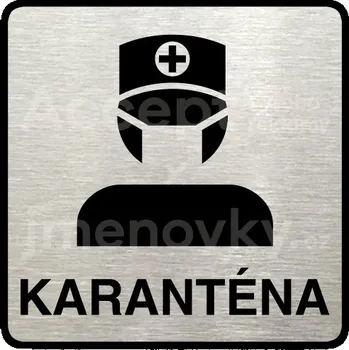 Značení Stříbrný piktogram "karanténa III" s černým&nbsp;textem a rámečkem&nbsp;-