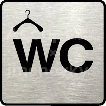 Informační tabulka Stříbrný piktogram "šatna, WC" s černým&nbsp;textem a rámečkem&nbsp;-