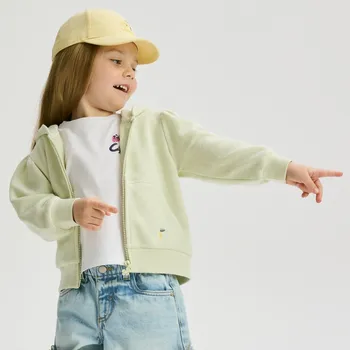 Dívčí mikina Reserved - Bavlněná mikina s výšivkou - bledá zelená - 560DB-07X - 560DB-07X-104