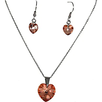 Materiál na výrobu šperku Souprava srdce krystal Preciosa Chirurgická ocel - Sada