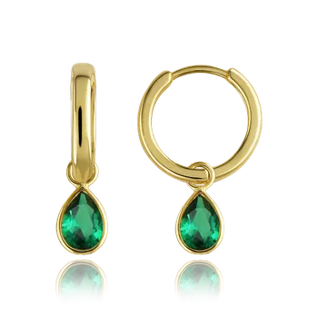 Náušnice Olivie MINET Elegantní zlaté náušnice se zelemými zirkony Au 585/1000