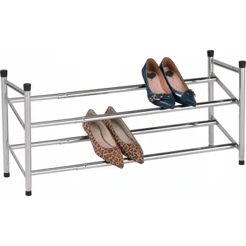 Botník 2-řadový nastavitelný botník, chromovaná / černá, LAURIN