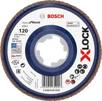 Brusný kotouč BOSCH Lamelový brusný kotouč X551 Expert for Metal s&nbsp;upínáním X-LOCK (2608619818)