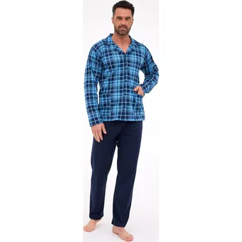 Pánské pyžamo Cornette pyžamo 114/82 dlouhé/r 3XL-5XL pánské rozepínací tmavě modrá 3xl