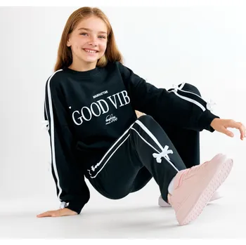 Reserved - Flare kalhoty s lampasem - černý - 257GX-99X - 257GX-99X-164