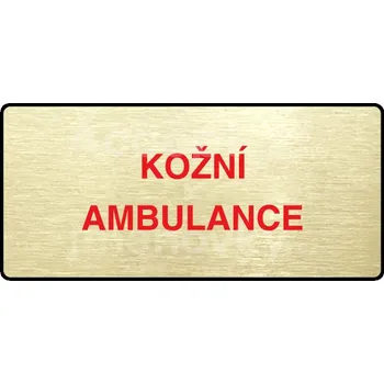 Značení Zlatý piktogram "KOŽNÍ AMBULANCE" s červeným textem a rámečkem -