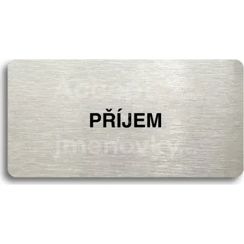 Informační tabulka Stříbrný piktogram "PŘÍJEM" s černým&nbsp;textem bez rámečku -