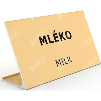 Jmenovka na stůl Informační stojánek D-62 "MLÉKO, MILK" - zlatá