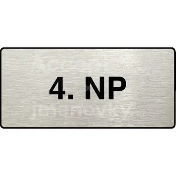 Informační tabulka Stříbrný piktogram "4. NP" s černým&nbsp;textem a rámečkem&nbsp;-