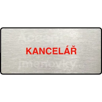 Značení Stříbrný&nbsp;piktogram "KANCELÁŘ" s červeným textem a rámečkem&nbsp;-