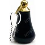 Klíčenka dřevěná bez gumy (černá) - černá - zlatý úchyt