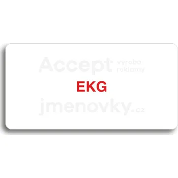 Informační tabulka Bílý piktogram "EKG" s červeným textem bez rámečku&nbsp;-