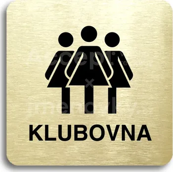 Informační tabulka Zlatý piktogram "klubovna III" s černým&nbsp;textem bez rámečku&nbsp;-