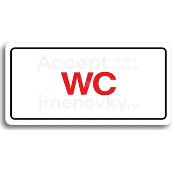 Značení Bílý piktogram "WC" s červeným textem a rámečkem&nbsp;-