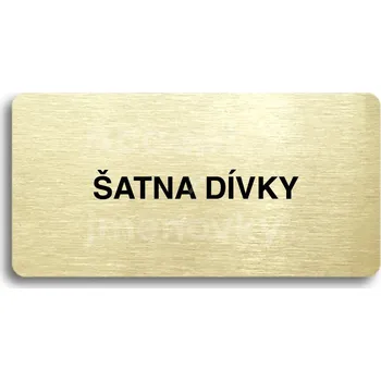 Informační tabulka Zlatý piktogram "ŠATNA DÍVKY" s černým&nbsp;textem bez rámečku&nbsp;-