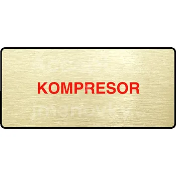 Informační tabulka Zlatý&nbsp;piktogram "KOMPRESOR" s červeným textem a rámečkem&nbsp;-