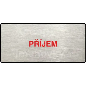 Informační tabulka Stříbrný&nbsp;piktogram "PŘÍJEM" s červeným textem a rámečkem&nbsp;-