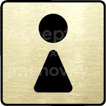 Informační tabulka Zlatý piktogram "WC ženy II" s černým&nbsp;textem a rámečkem&nbsp;-