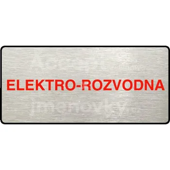 Informační tabulka Stříbrný piktogram "ELEKTRO-ROZVODNA" s červeným textem a rámečkem -