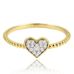 MINET Zlatý prsten srdíčko s bílými zirkony Au 585/1000 vel. 52 - 1,10g Velikost prstenu: 52